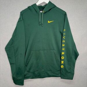 Nike Hoodie Mens Large Green Therma-FIT LIVESTRONG Pullover Sweatshirt Graphic